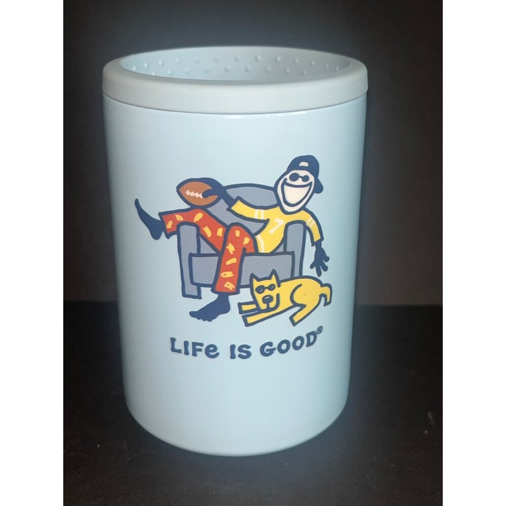 LIFE IS GOOD Slim Can Cooler Koozie Stainless Steel Double Walled Insulated Dog